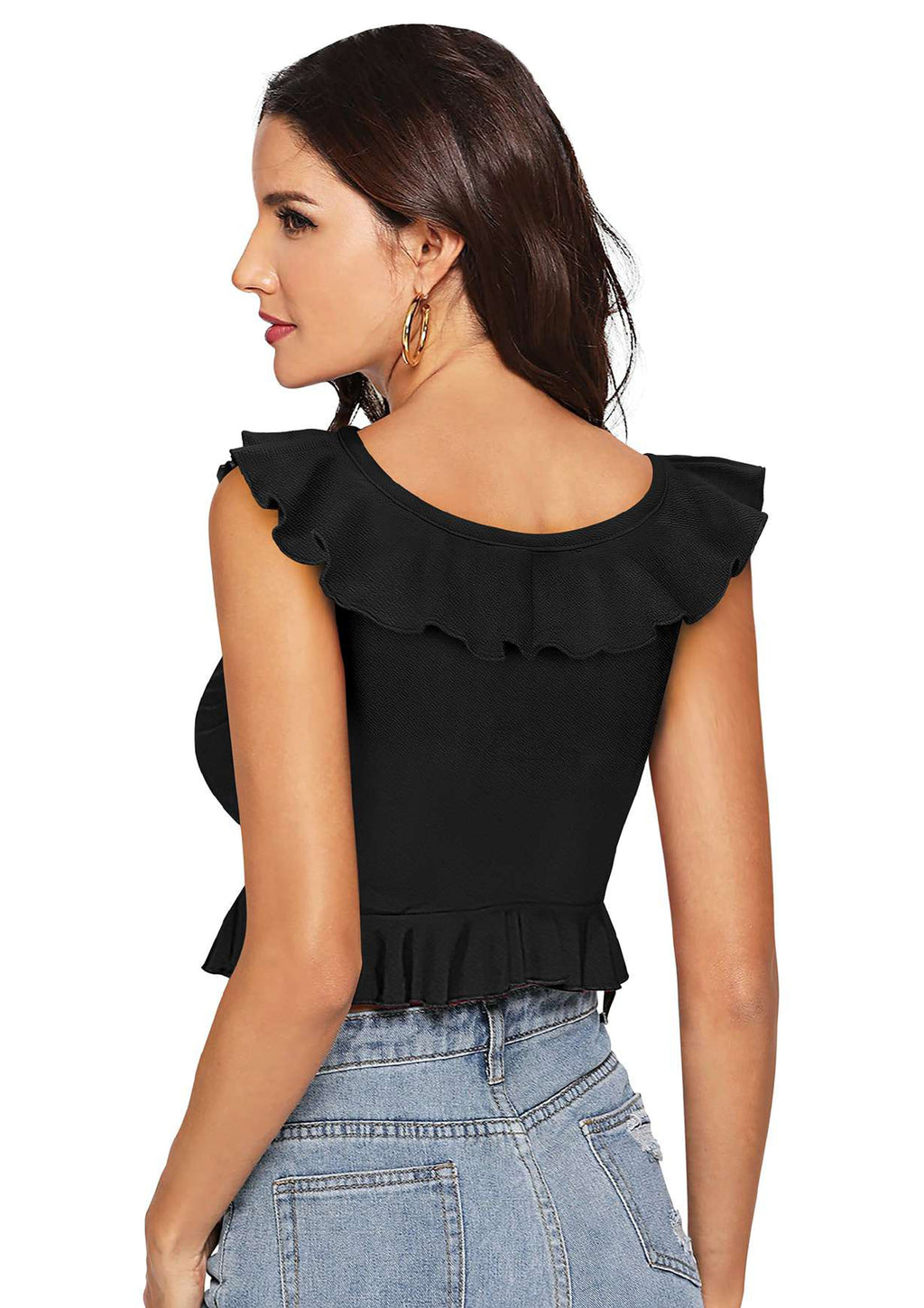 Ruffled Layered Crop Top for Women | Elegant Party & Casual Wear
