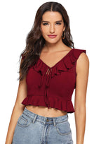 Ruffled Layered Crop Top for Women | Elegant Party & Casual Wear