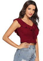 Ruffled Layered Crop Top for Women | Elegant Party & Casual Wear