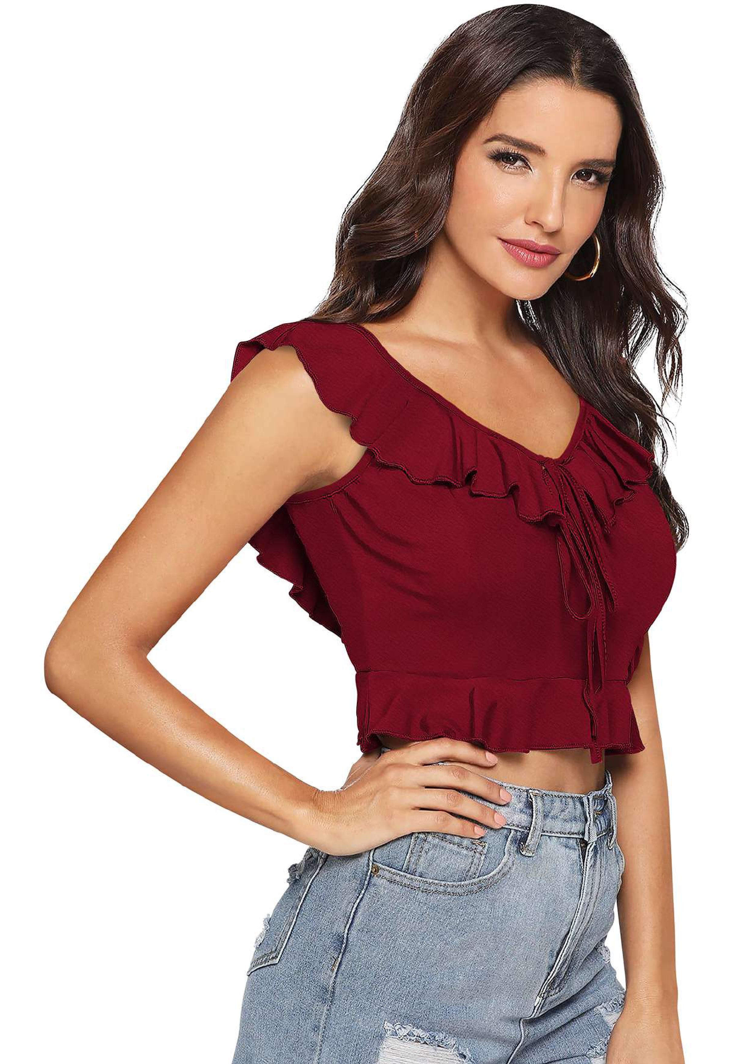 Ruffled Layered Crop Top for Women | Elegant Party & Casual Wear