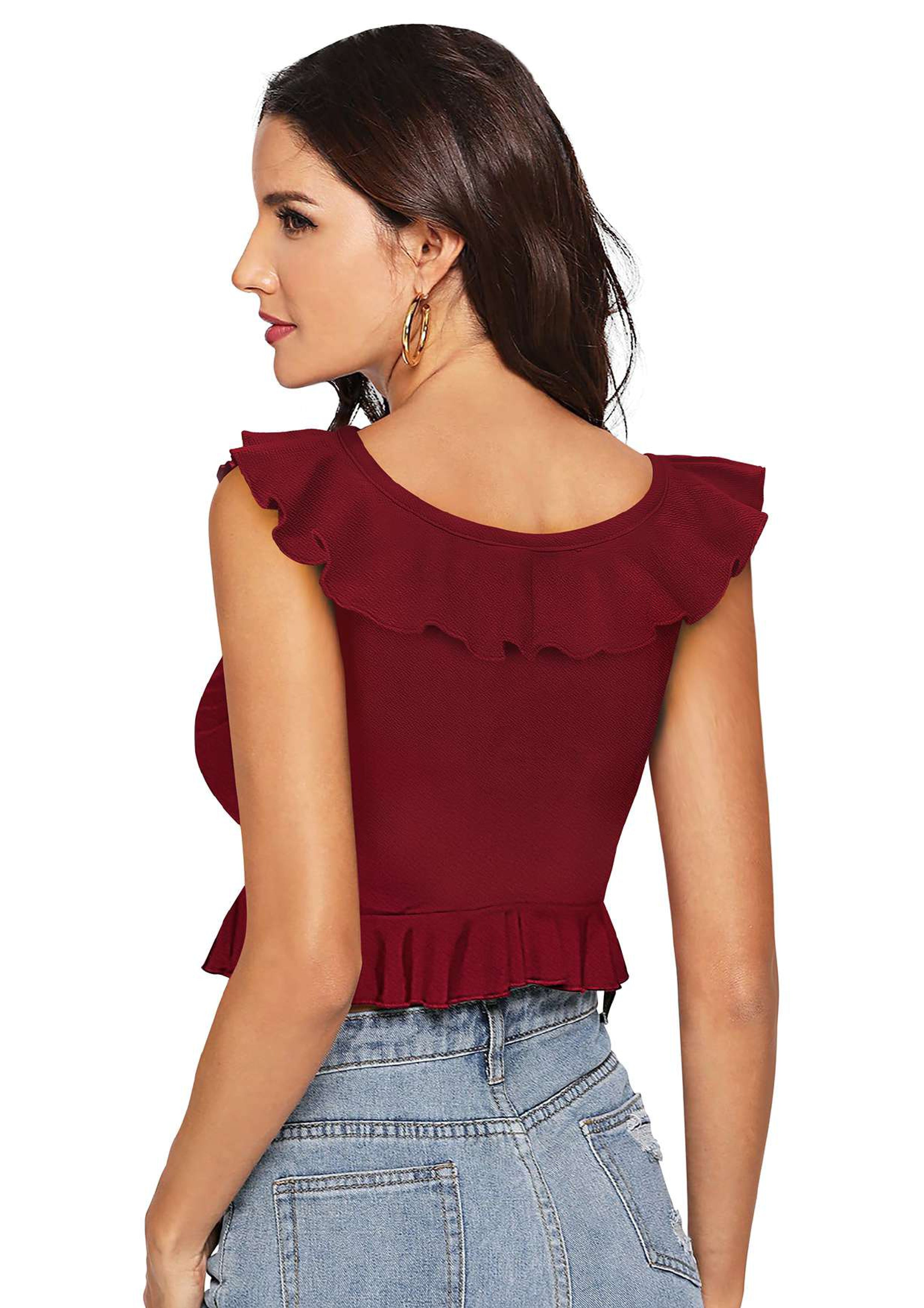 Ruffled Layered Crop Top for Women | Elegant Party & Casual Wear