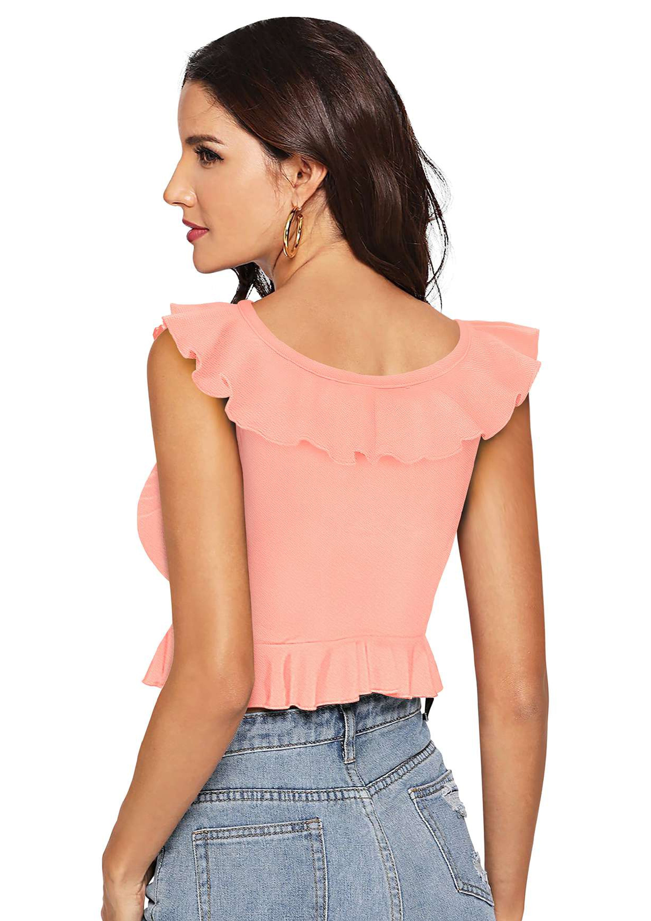 Ruffled Layered Crop Top for Women | Elegant Party & Casual Wear