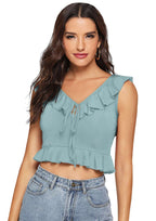 Ruffled Layered Crop Top for Women | Elegant Party & Casual Wear