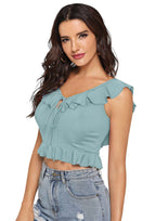 Ruffled Layered Crop Top for Women | Elegant Party & Casual Wear