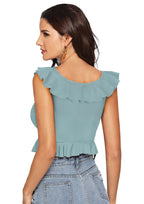 Ruffled Layered Crop Top for Women | Elegant Party & Casual Wear
