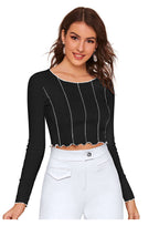 Trendy Long Sleeve Crop Top for Women | Slim Fit Party & Casual Wear