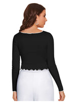 Trendy Long Sleeve Crop Top for Women | Slim Fit Party & Casual Wear