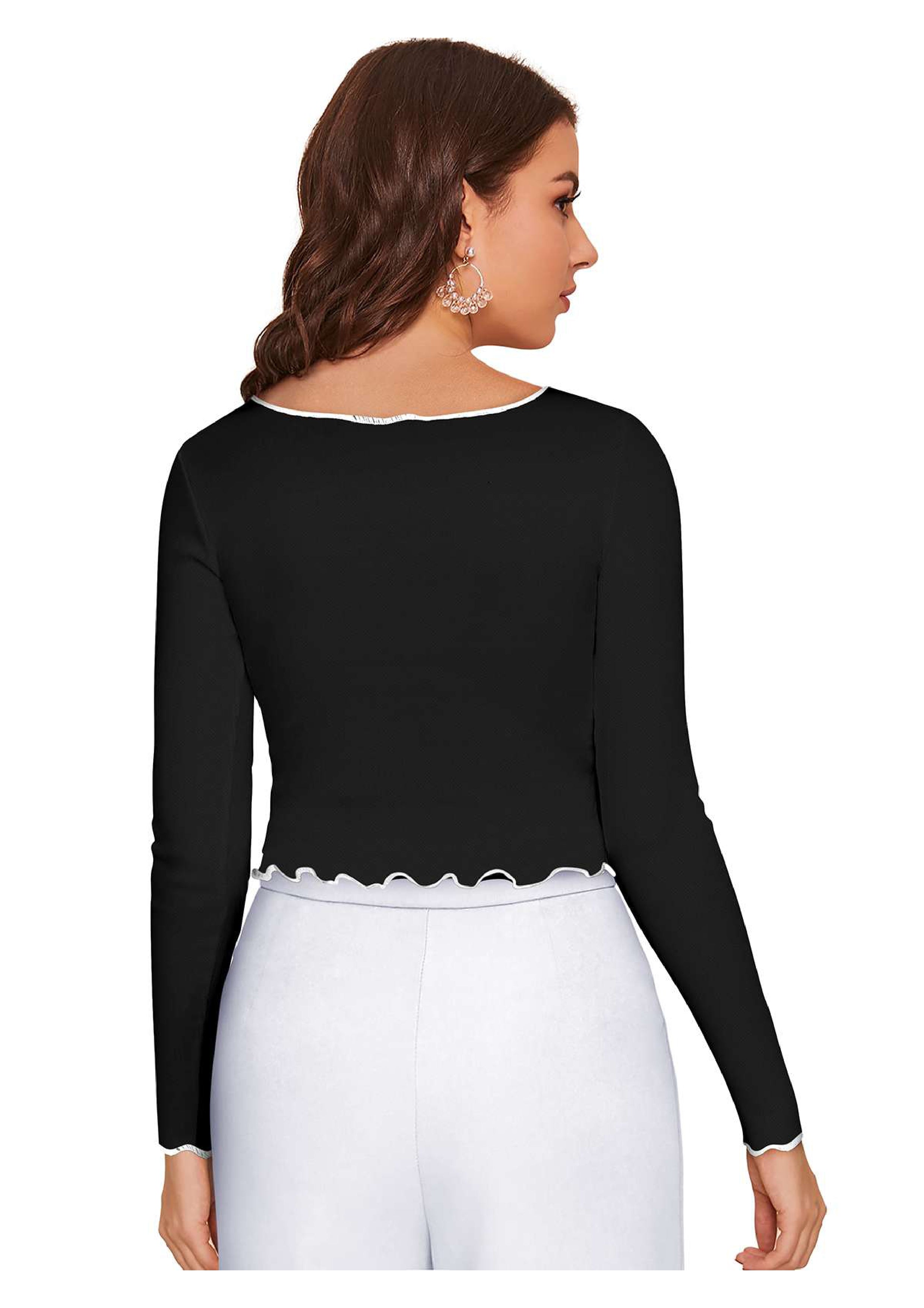 Trendy Long Sleeve Crop Top for Women | Slim Fit Party & Casual Wear