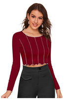 Trendy Long Sleeve Crop Top for Women | Slim Fit Party & Casual Wear