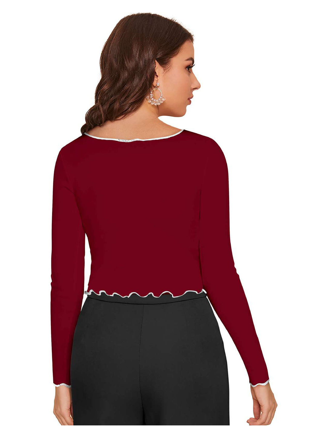 Trendy Long Sleeve Crop Top for Women | Slim Fit Party & Casual Wear