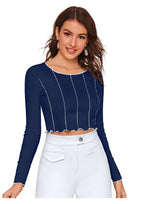 Trendy Long Sleeve Crop Top for Women | Slim Fit Party & Casual Wear
