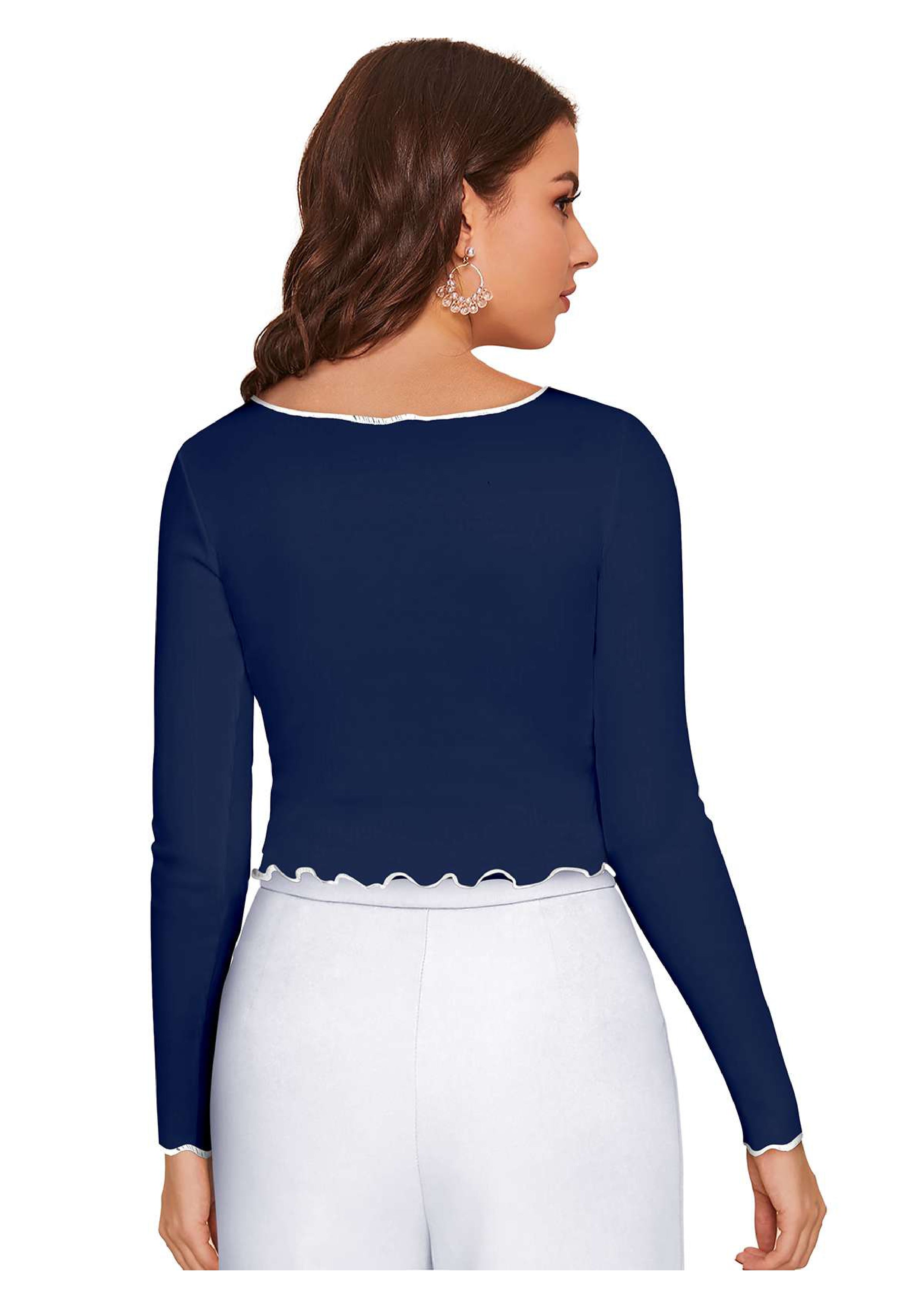 Trendy Long Sleeve Crop Top for Women | Slim Fit Party & Casual Wear
