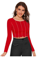 Trendy Long Sleeve Crop Top for Women | Slim Fit Party & Casual Wear