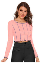 Trendy Long Sleeve Crop Top for Women | Slim Fit Party & Casual Wear