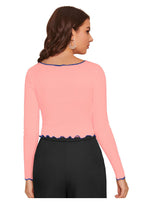 Trendy Long Sleeve Crop Top for Women | Slim Fit Party & Casual Wear
