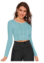 Trendy Long Sleeve Crop Top for Women | Slim Fit Party & Casual Wear