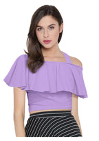 Chic One-Shoulder Ruffle Crop Top for Women | Elegant Western Party & Casual Wear
