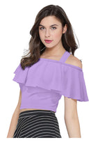 Chic One-Shoulder Ruffle Crop Top for Women | Elegant Western Party & Casual Wear