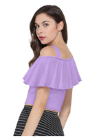 Chic One-Shoulder Ruffle Crop Top for Women | Elegant Western Party & Casual Wear