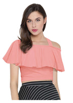 Chic One-Shoulder Ruffle Crop Top for Women | Elegant Western Party & Casual Wear