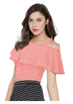 Chic One-Shoulder Ruffle Crop Top for Women | Elegant Western Party & Casual Wear