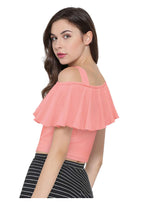 Chic One-Shoulder Ruffle Crop Top for Women | Elegant Western Party & Casual Wear