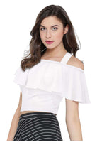 Chic One-Shoulder Ruffle Crop Top for Women | Elegant Western Party & Casual Wear