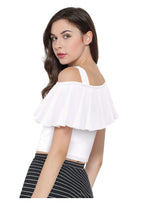 Chic One-Shoulder Ruffle Crop Top for Women | Elegant Western Party & Casual Wear