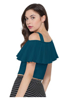 Chic One-Shoulder Ruffle Crop Top for Women | Elegant Western Party & Casual Wear