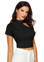Trendy Cut-Out High Neck Crop Top for Women | Stylish Party & Casual Wear