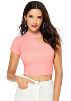 Trendy Cut-Out High Neck Crop Top for Women | Stylish Party & Casual Wear