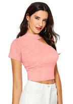 Trendy Cut-Out High Neck Crop Top for Women | Stylish Party & Casual Wear