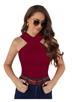 One-Shoulder Cross Neck Bodycon Crop Top | Party & Casual Glam Wear