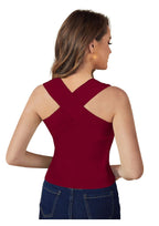 One-Shoulder Cross Neck Bodycon Crop Top | Party & Casual Glam Wear