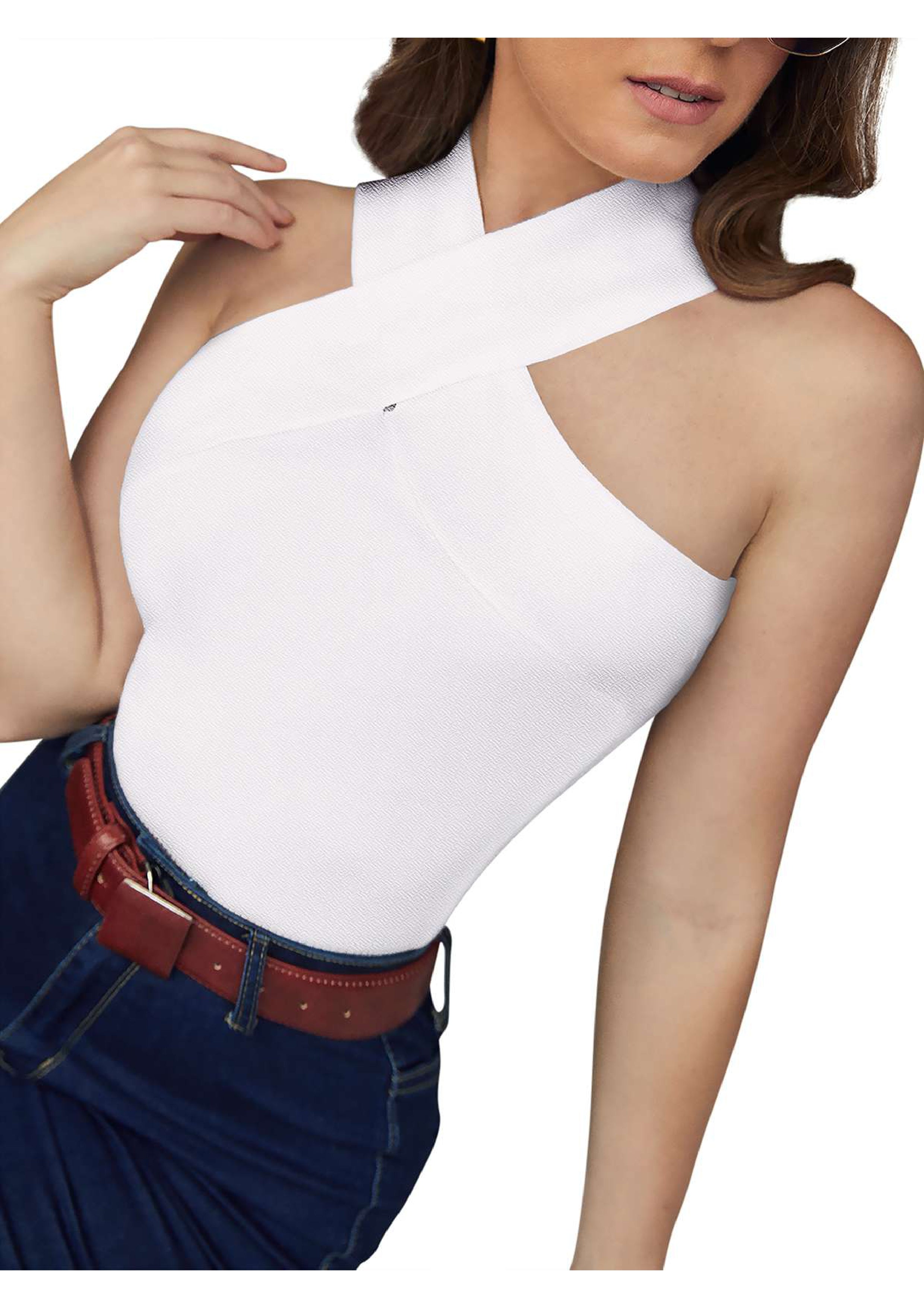One-Shoulder Cross Neck Bodycon Crop Top | Party & Casual Glam Wear