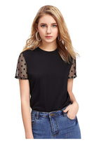 "Polka Mesh Sleeve Chic Top – Style That Speaks Effortlessly"