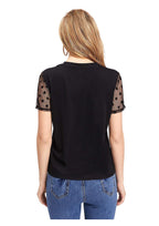 "Polka Mesh Sleeve Chic Top – Style That Speaks Effortlessly"