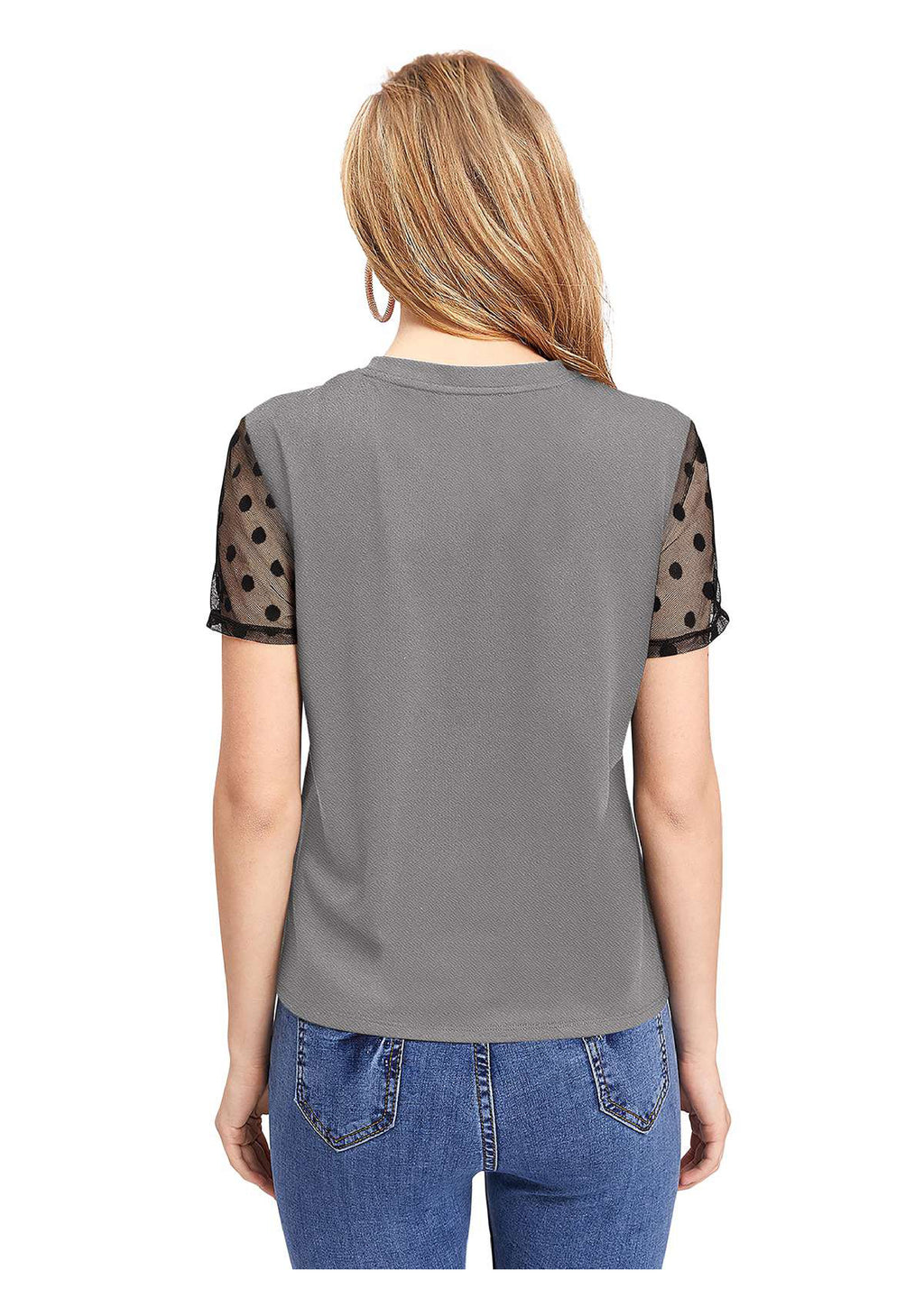 Chic Mesh Polka Dot Sleeve Top for Women – Elegant Casual Party Wear