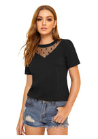 "Polka Mesh Sleeve Chic Top – Style That Speaks Effortlessly"