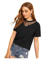 Polka Mesh Yoke Black Top for Women – Elegant & Trendy Western Wear