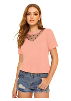 Polka Mesh Yoke Black Top for Women – Elegant & Trendy Western Wear