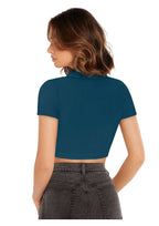 “Ravishing Ruby Ribbed Polo Crop Top – Trendy Casual Wear for Women”