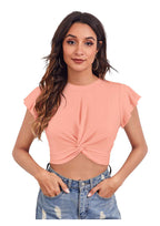 Peach Bliss Twist-Front Crop Top – Effortless Elegance for Everyday Glam