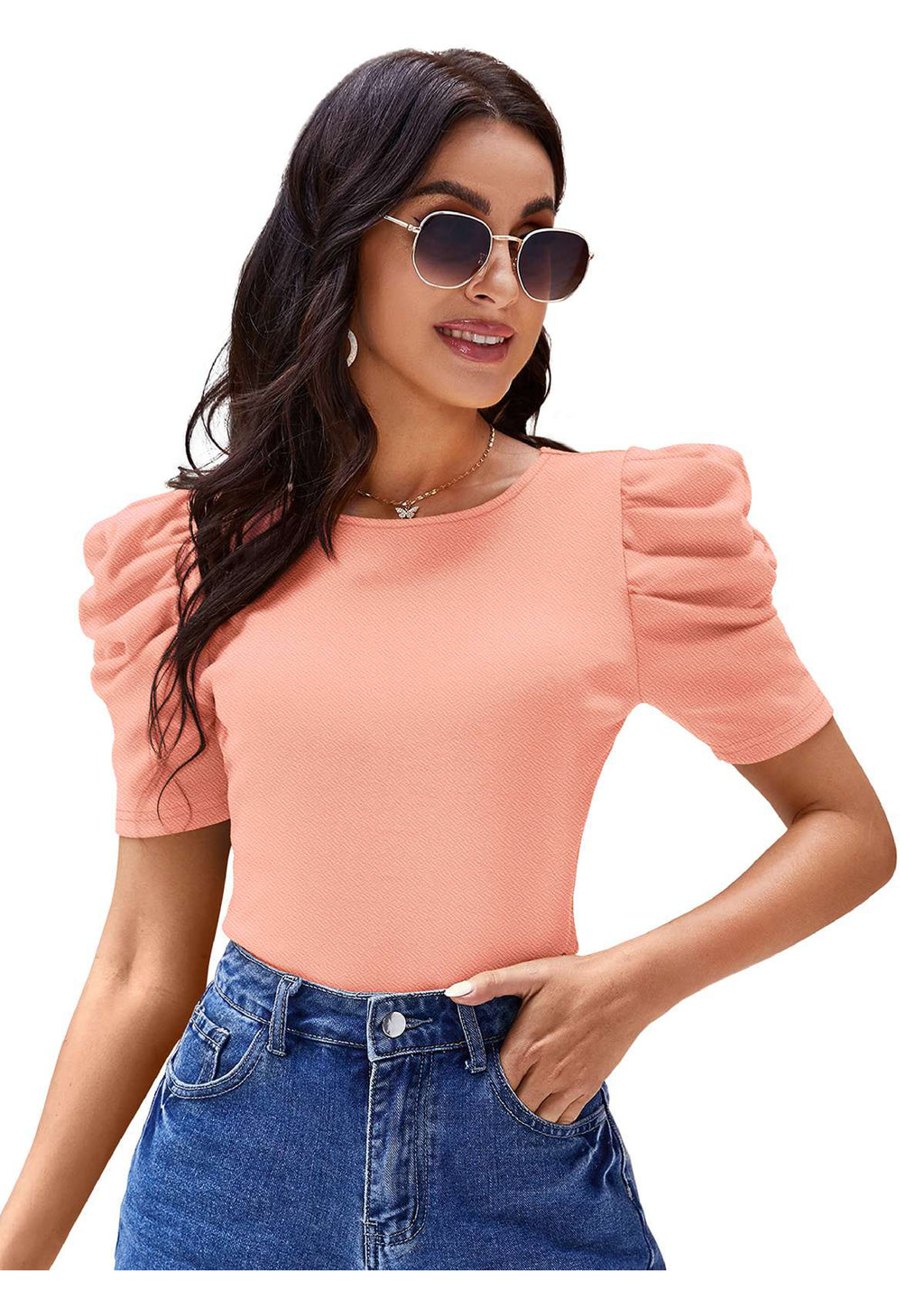 Midnight Grace Puff-Sleeve Crop Top – Classic Elegance Meets Modern Edge