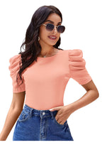 Midnight Grace Puff-Sleeve Crop Top – Classic Elegance Meets Modern Edge
