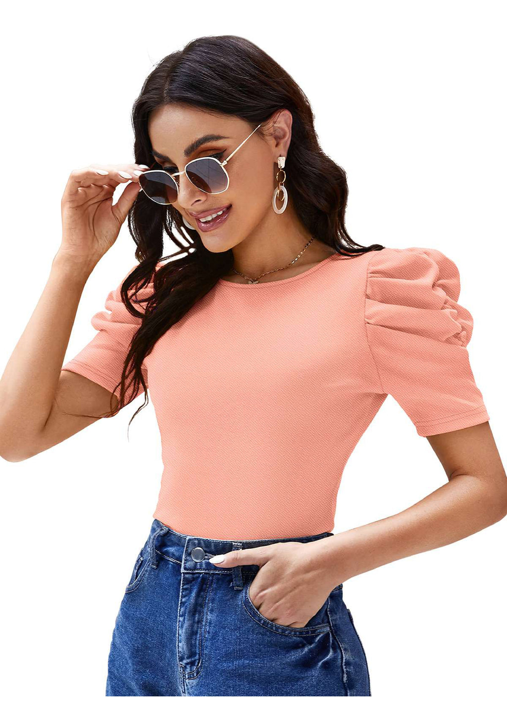 Midnight Grace Puff-Sleeve Crop Top – Classic Elegance Meets Modern Edge