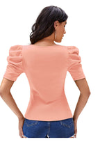 Midnight Grace Puff-Sleeve Crop Top – Classic Elegance Meets Modern Edge