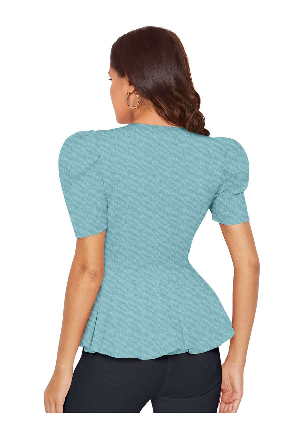 Elegance Puff Sleeve Peplum Top for Women