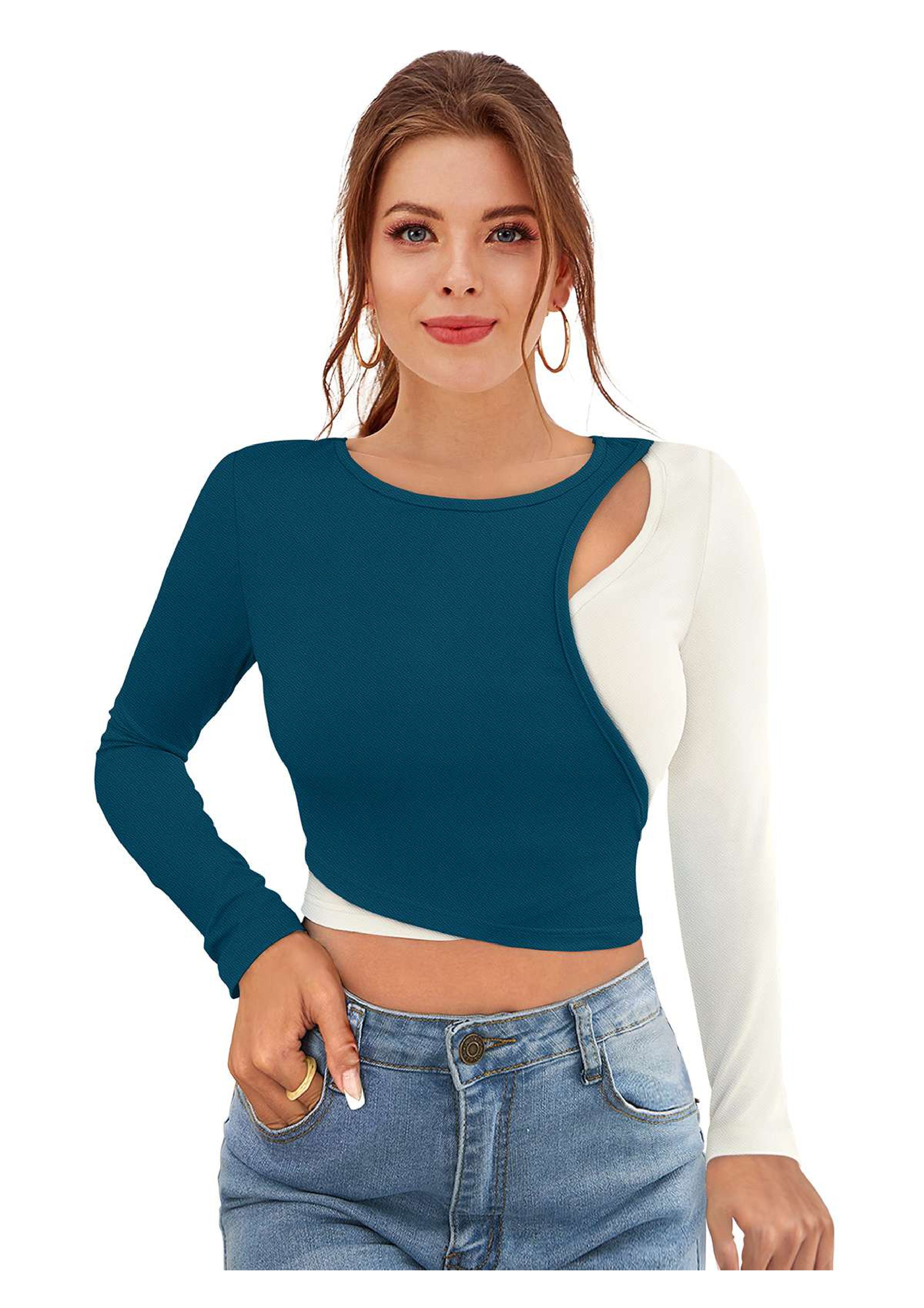 Dual Drama Cutout Crop Top for Women