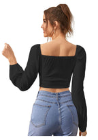 Divine Grace Square-Neck Puff Sleeve Crop Top